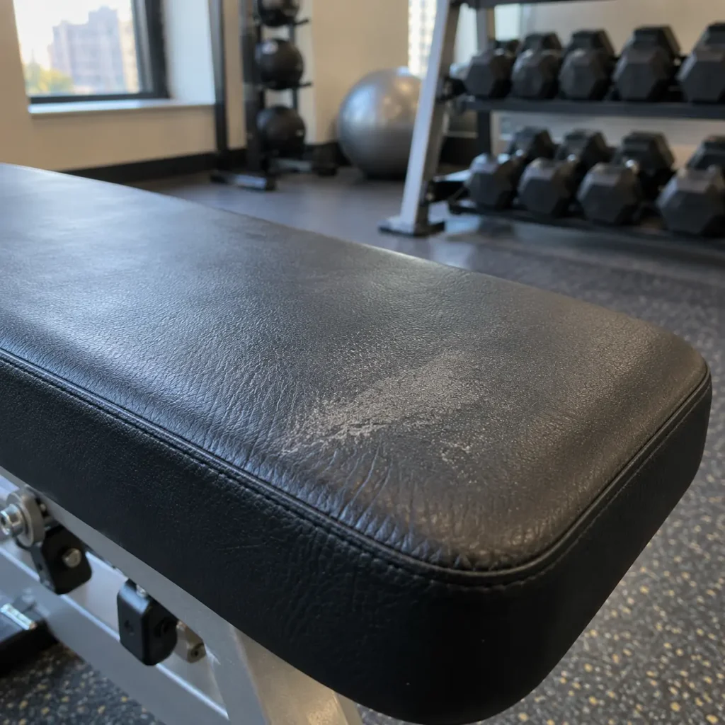 A vinyl bench surface going chalky