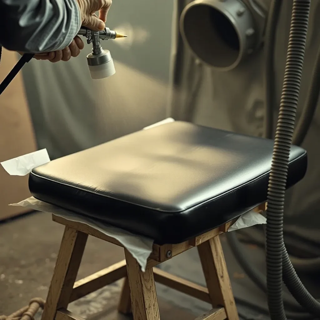 Spray refinishing on vinyl