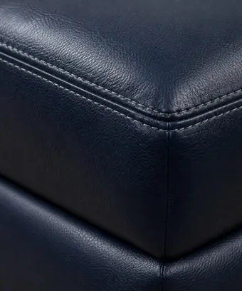 A vinyl seat corner stretched over foam