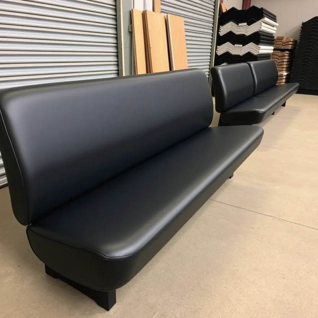 A row of restored vinyl seats