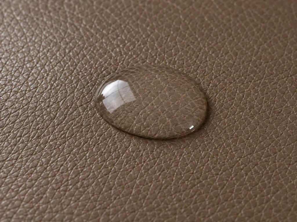 Water on pigmented leather