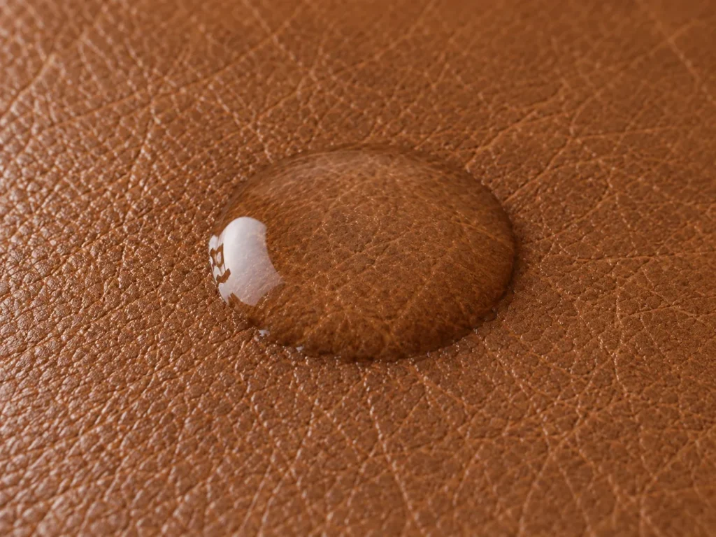 Water on semi-aniline leather