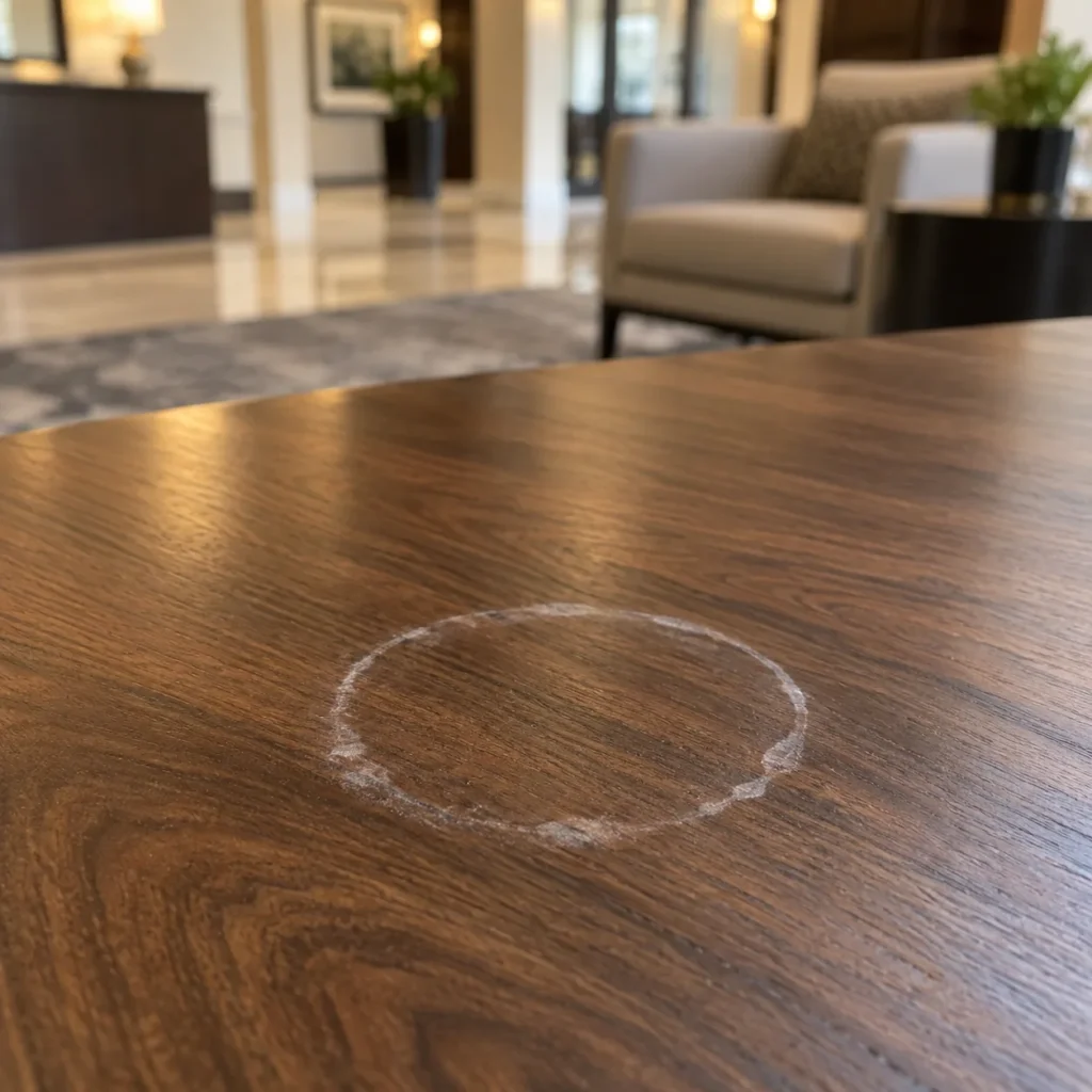 White rings on a wood surface