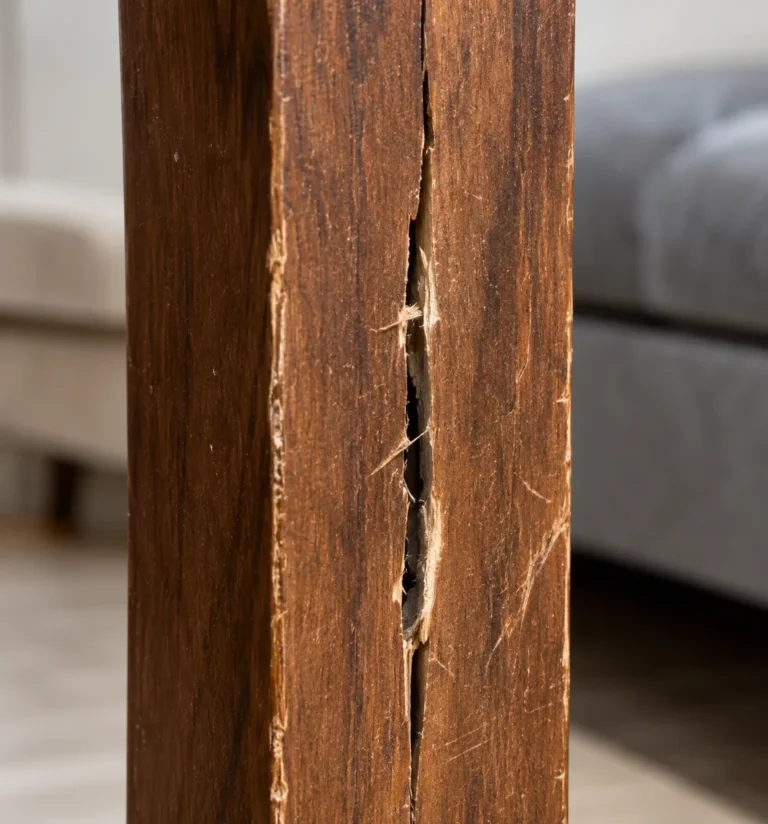 Wood furniture damage: split legs