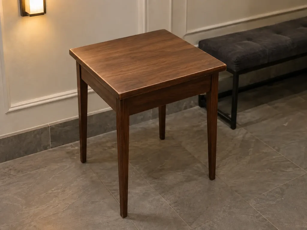 Wood side table with its original finish brought back