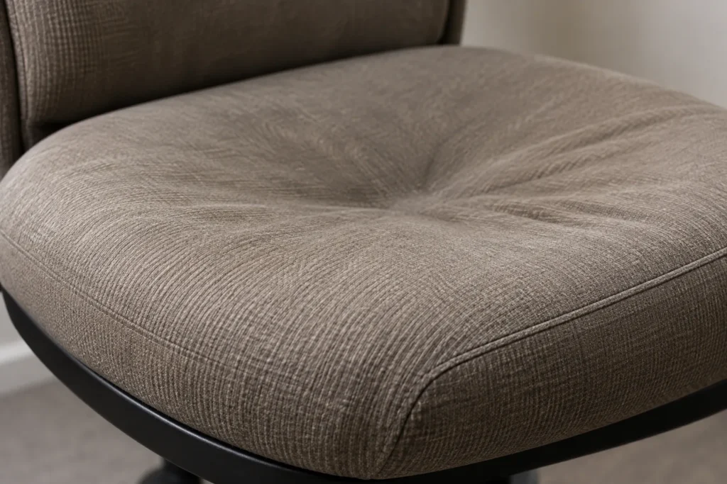 Office chair close-up: dished seat